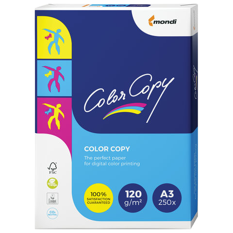 Бумага COLOR COPY, БОЛЬШОЙ ФОРМАТ (297х420 мм), А3, 120 г/м2, 250 л., для полноцветной лазерной печати, А++, Австрия, 161% (CIE) по низкой цене оптом 