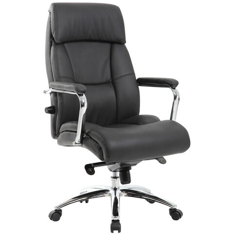 Кресло из натуральной кожи BRABIX PREMIUM "Phaeton EX-502", хром, черное, 530882 по низкой цене оптом 
