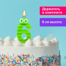 Свеча-цифра для торта "6" "С глазками", 6 см, ЗОЛОТАЯ СКАЗКА, с держателем, в блистере, 591409 по низкой цене оптом 