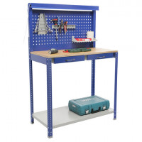 Верстак ПРАКТИК "Garage Set 1" (1500х1000х500 мм), фанера, полка + ящики, экран, светодиодное освещение, S30399501546