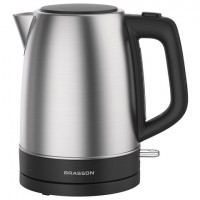 Чайник электрический BRASSON KT-040, 1,7л, 2200 Вт, индикатор уровня воды, сталь, черный, 455192