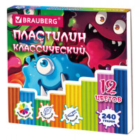 Пластилин классический "МОНСТРИКИ", 12 цв., 240г, СТЕК, ВЫСШЕЕ КАЧЕСТВО, BRAUBERG, 107356