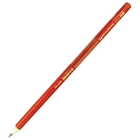 Карандаш чернографитный BRAUBERG, 1 шт., "Orient", HB, без резинки, корпус оранжевый, заточенный, 181296 по низкой цене оптом 