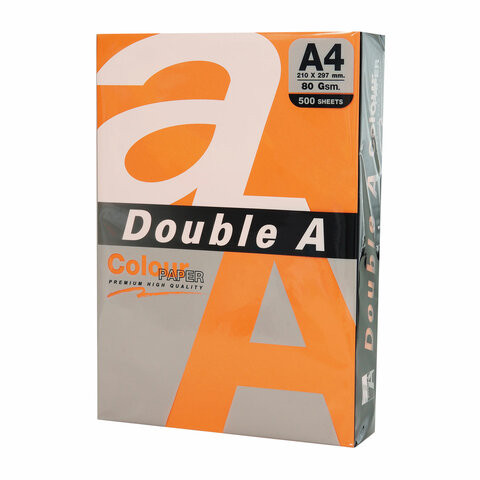 Бумага цветная DOUBLE A, А4, 80г/м2, 500 л, интенсив, оранжевая, ш/к 31934 по низкой цене оптом Краснодар, Москва, Уфа, Казань, Барнаул, Владивосток, Хабаровск, Сахалин, Красноярск, Екатеренбург, 