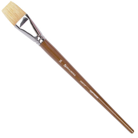 Кисть художественная профессиональная BRAUBERG ART CLASSIC, щетина, плоская, № 36, длинная ручка, 200727 по низкой цене оптом 