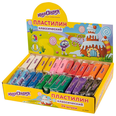 Пластилин ЮНЛАНДИЯ (1 брусок), брусок 60 г, ассорти, ВЫСШЕЕ КАЧЕСТВО, 105868 по низкой цене оптом Краснодар, Москва, Уфа, Казань, Барнаул, Владивосток, Хабаровск, Сахалин, Красноярск, Екатеренбург, 