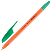 Ручка шариковая BRAUBERG "X-333 Orange", ЗЕЛЕНАЯ, корпус оранжевый, узел 0,7 мм, линия письма 0,35 мм, 142412