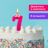 Свеча-цифра для торта "7" "С глазками", 6 см, ЗОЛОТАЯ СКАЗКА, с держателем, в блистере, 591410 по низкой цене оптом 