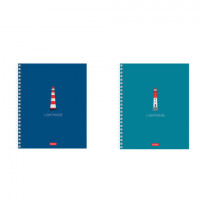 Тетрадь А5 96л. HATBER гребень, клетка, Soft-touch ламинация, Lighthouse (микс в спайке), 089770, 96Т5лВ1гр