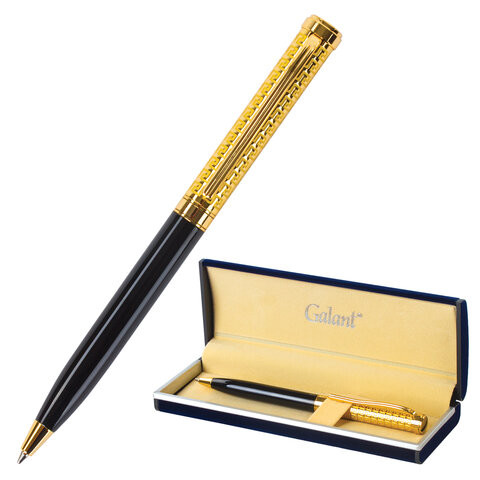 Ручка подарочная шариковая GALANT "Empire Gold", корпус черный с золотистым, золотистые детали, пишущий узел 0,7 мм, синяя, 140960 по низкой цене оптом Краснодар, Москва, Уфа, Казань, Барнаул, Владивосток, Хабаровск, Сахалин, Красноярск, Екатеренбург, 