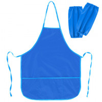 Фартук с нарукавниками для уроков труда ПИФАГОР, 3 кармана, увеличенный размер, 45x60 см, синий, 273746