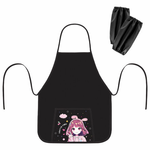 Фартук с нарукавниками для уроков труда ПИФАГОР, 1 карман, 46х54 см, Anime girl, 273624 по низкой цене оптом 
