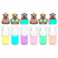 Набор текстовыделителей с топперами 6 ЦВЕТОВ ПАСТЕЛЬ, "КАПИБАРЫ", линия 1-4 мм, FUNSTER (ФАНСТЕР), 152651