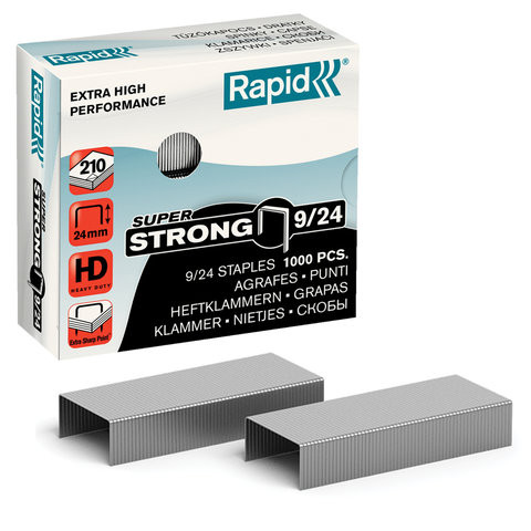 Скобы для степлера RAPID HD210 "Super Strong" №9/24, 1000 штук, до 210 листов, 24871800 по низкой цене оптом 