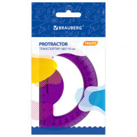 Транспортир 10 см BRAUBERG "FRUITY", 180 градусов, пластик, тонированный, ассорти, 210768