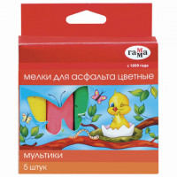 Мел цветной ГАММА "Мультики", НАБОР 5 шт., для рисования на асфальте, квадратный, 2304191