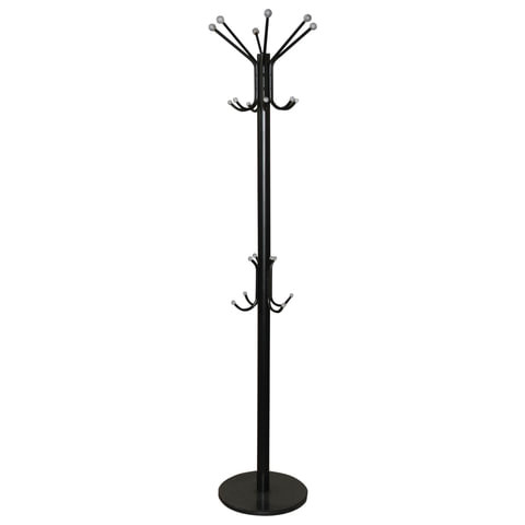 Вешалка-стойка SHT-CR450, 1,86 м, диск 37 см, 6 крючков + 4 дополнительных, металл/мрамор, черная, В1-50 по низкой цене оптом 