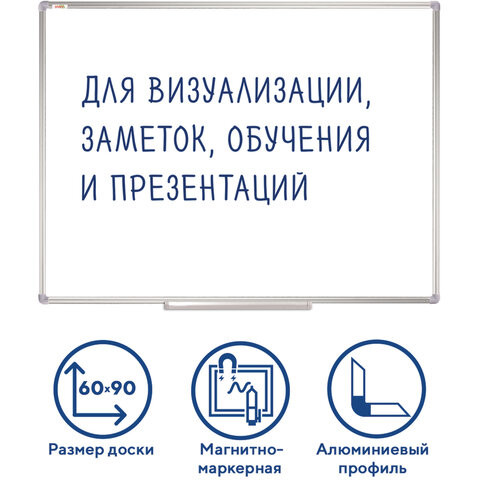 Доска магнитно-маркерная 60х90 см, алюминиевая рамка, Польша, STAFF Profit, 237721 по низкой цене оптом 