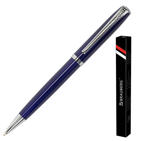Ручка подарочная шариковая BRAUBERG "Cayman Blue", корпус синий, узел 1 мм, линия письма 0,7 мм, синяя, 141409 по низкой цене оптом 