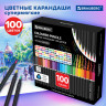 Карандаши цветные чёрное дерево BRAUBERG BLACK WOOD, 100 цветов, мягкий грифель, 182045 по низкой цене оптом 