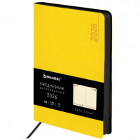 Ежедневник датированный 2026 А5 138x213мм BRAUBERG Metropolis Mix, под кожу гибкий, желтый, 117441