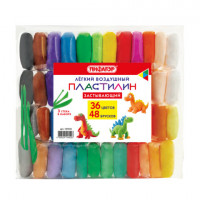 Пластилин лёгкий воздушный застывающий 48 штук (36 цветов + 12 базовых), 410 г, 3 стека, ПИФАГОР, 107043
