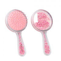 Расческа для волос массажная 20х8,5 см, с блестками прозрачный/розовый MONTE VITA, 457424