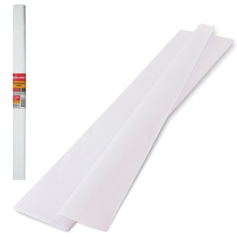 Бумага гофрированная (креповая) ПЛОТНАЯ, 32 г/м2, белая, 50х250 см, в рулоне, BRAUBERG, 126528 по низкой цене оптом 