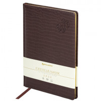 Еженедельник датированный 2026 БОЛЬШОЙ ФОРМАТ 210х297мм А4 BRAUBERG Comodo, под кожу, коричневый, 117152