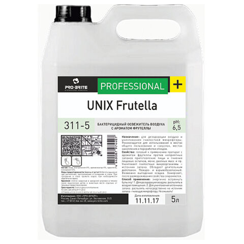 Ароматизатор освежитель воздуха, 5 л, PRO-BRITE UNIX Frutella, бактерицидный, жидкость, 311-5 по низкой цене оптом Краснодар, Москва, Уфа, Казань, Барнаул, Владивосток, Хабаровск, Сахалин, Красноярск, Екатеренбург, 