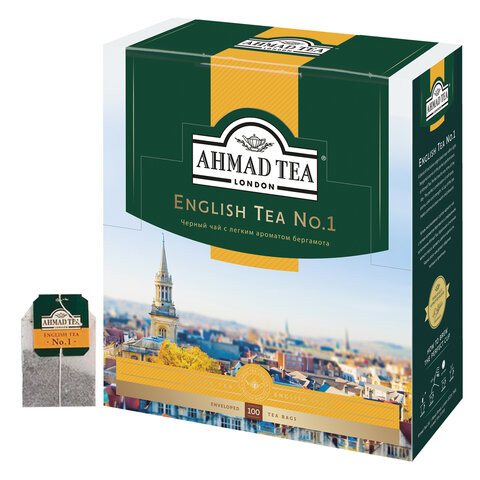 Чай AHMAD (Ахмад) "English Tea №1", черный, 100 пакетиков с ярлычками по 2 г, 598-012 по низкой цене оптом 
