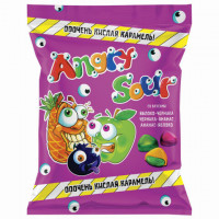 Карамель леденцовая КИСЛИНКА мини ANGRY SOUR, ассорти яблоко-черника, черника-ананас, ананас-яблоко,1 кг, ПР7039