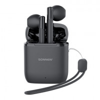 Наушники беспроводные TWS вкладыши с микрофоном, SONNEN EP-BH10B, bluetooth 5.3, черные, 514122