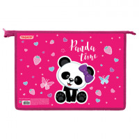 Папка для тетрадей ПИФАГОР А4, 1 отделение, картон/пластик, на молнии, "Panda Time", 271440