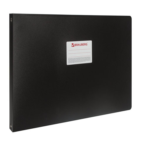 Папка на 4 кольцах БОЛЬШОГО ФОРМАТА А3, ГОРИЗОНТАЛЬНАЯ, 30 мм, черная, 0,8 мм, BRAUBERG "Стандарт", 225768 по низкой цене оптом Папка на 4 кольцах БОЛЬШОГО ФОРМАТА А3, ГОРИЗОНТАЛЬНАЯ, 30 мм, черная, 0,8 мм, BRAUBERG "Стандарт", 225768 по низкой цене оптом
