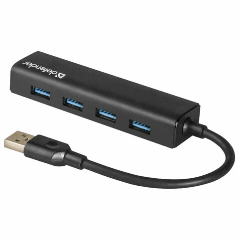 Хаб DEFENDER Quadro Express, USB 3.0, 4 порта, черный, 83204 по низкой цене оптом Краснодар, Москва, Уфа, Казань, Барнаул, Владивосток, Хабаровск, Сахалин, Красноярск, Екатеренбург, 