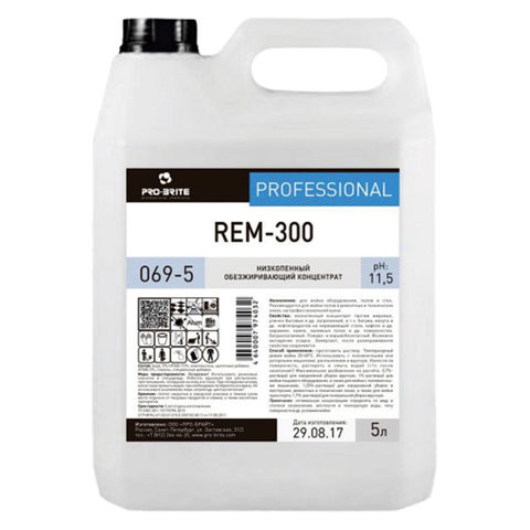 Средство моющее универсальное 5 л, PRO-BRITE REM-300, щелочное, низкопенное, концентрат, 069-5 по низкой цене оптом 