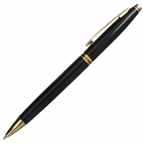 Ручка подарочная шариковая BRAUBERG "De Luxe Black", корпус черный, узел 1 мм, линия письма 0,7 мм, синяя, 141411 по низкой цене оптом 