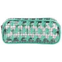 Пенал-косметичка BRAUBERG LUCENT на молнии, прозрачный, "Cactus", 21х5х9 см, 270053