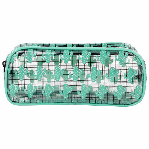 Пенал-косметичка BRAUBERG LUCENT на молнии, прозрачный, "Cactus", 21х5х9 см, 270053 по низкой цене оптом 