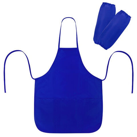 Фартук с нарукавниками для уроков труда ПИФАГОР, 3 кармана, уменьшенный размер, 39х49 см, синий, 273750 по низкой цене оптом 