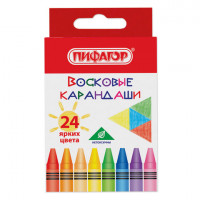 Восковые карандаши ПИФАГОР "СОЛНЫШКО", НАБОР 24 цвета, 227281