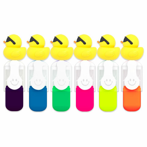 Набор текстовыделителей с топперами 6 ЦВЕТОВ НЕОН, "КРУТЫЕ УТЯТА", линия 1-4 мм, FUNSTER (ФАНСТЕР), 152647 по низкой цене оптом 