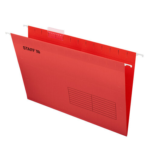 Подвесные папки A4/Foolscap (404х240 мм) до 80 л., КОМПЛЕКТ 10 шт., красные, картон, STAFF, 270936 по низкой цене оптом 