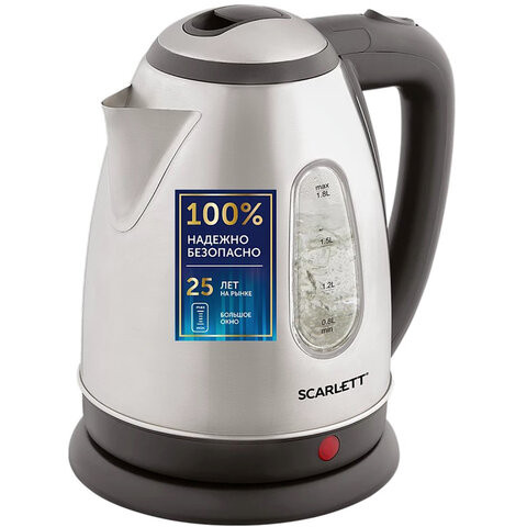 Чайник SCARLETT SC-EK21S88, 1,8л, 2200Вт, закрытый нагревательный элемент, стальной по низкой цене оптом 
