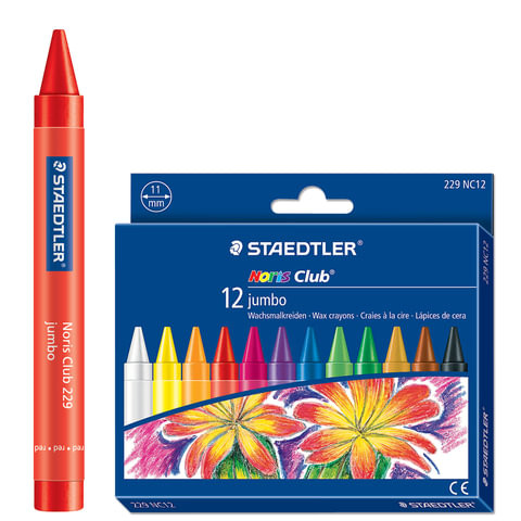 Восковые мелки утолщенные STAEDTLER (Германия) "Noris Club Jumbo", 12 цветов, картонная упаковка, 229 NC12 по низкой цене оптом 