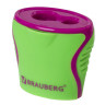 Точилка BRAUBERG "Mix Dual", 2 отверстия для чернографитных карандашей (в том числе утолщенных), с контейнером, корпус ассорти, 228449 по низкой цене оптом Краснодар, Москва, Уфа, Казань, Барнаул, Владивосток, Хабаровск, Сахалин, Красноярск, Екатеренбург, 