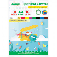Картон цветной А4 МЕЛОВАННЫЙ ВОЛШЕБНЫЙ EXTRA, 10л. 10цв., в папке, BRAUBERG KIDS, 200х290мм, Лисенок-пилот, 115157