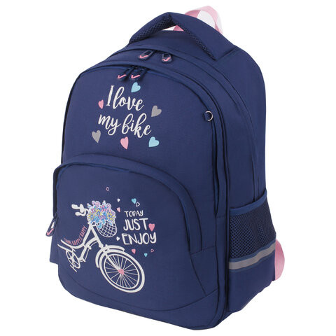 Рюкзак BRAUBERG SOFT, 2 отделения, "Flower bike", СВЕТЯЩИЙСЯ, 40х31х15 см, 229918 по низкой цене оптом 
