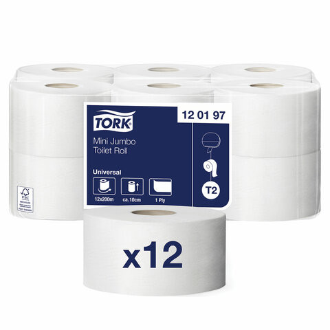 Бумага туалетная 200 м, TORK (Система Т2), комплект 12 штук, Universal, 120197 по низкой цене оптом Краснодар, Москва, Уфа, Казань, Барнаул, Владивосток, Хабаровск, Сахалин, Красноярск, Екатеренбург, 